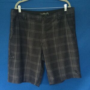 Men's Da Hui 36 Board Shorts Swim Trunks Grey Plaid